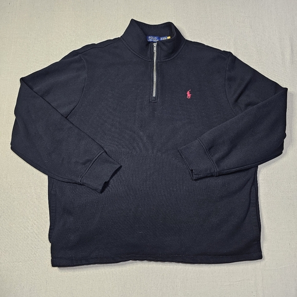 Polo Ralph Lauren Estate Rib Quarter Zip Up Pullover Sweater Mens Black Size XL - Picture 1 of 6
